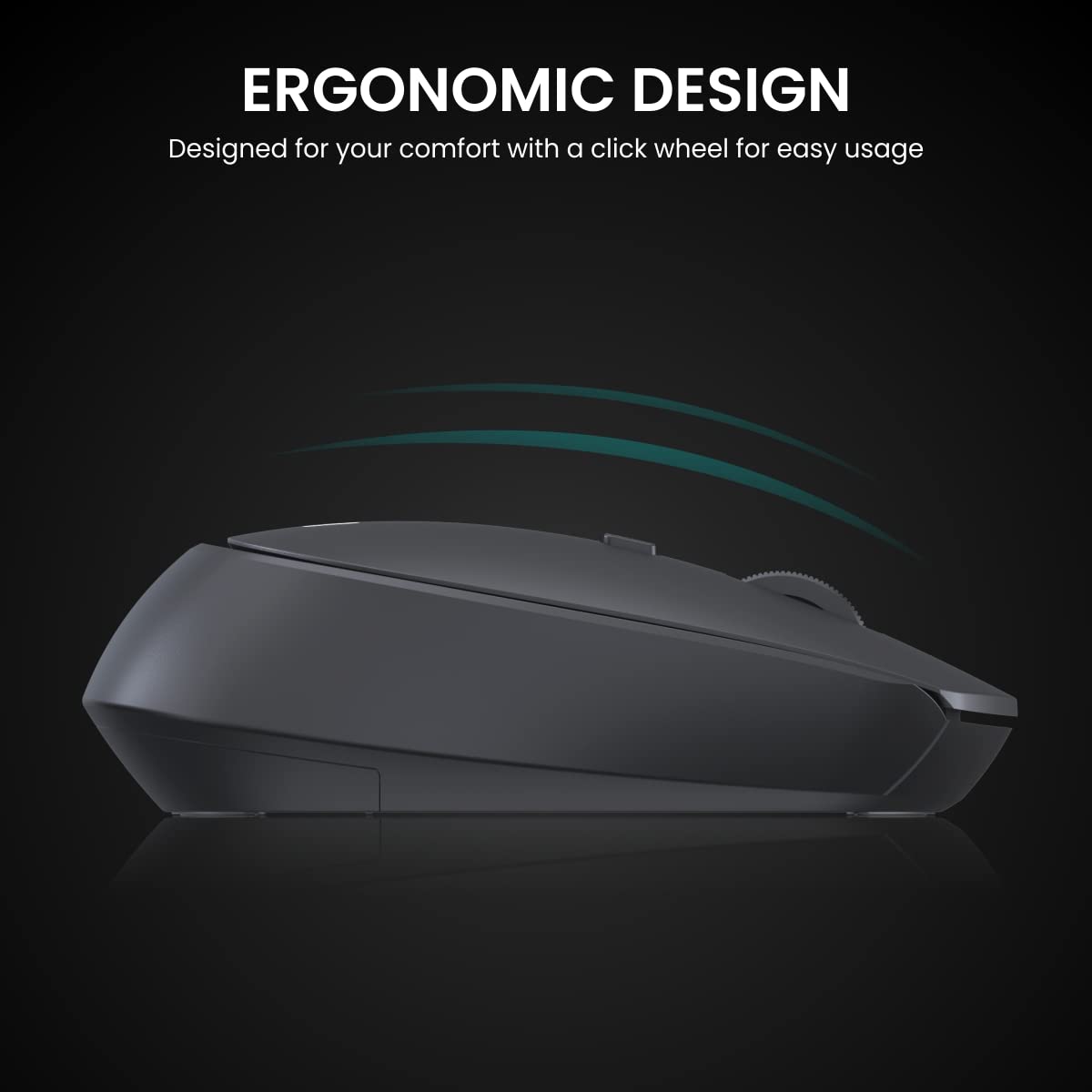 Wireless Optical Mouse with 2.4GHz, USB Nano Dongle, Optical Orientation, Click Wheel, Adjustable DPI(Black)