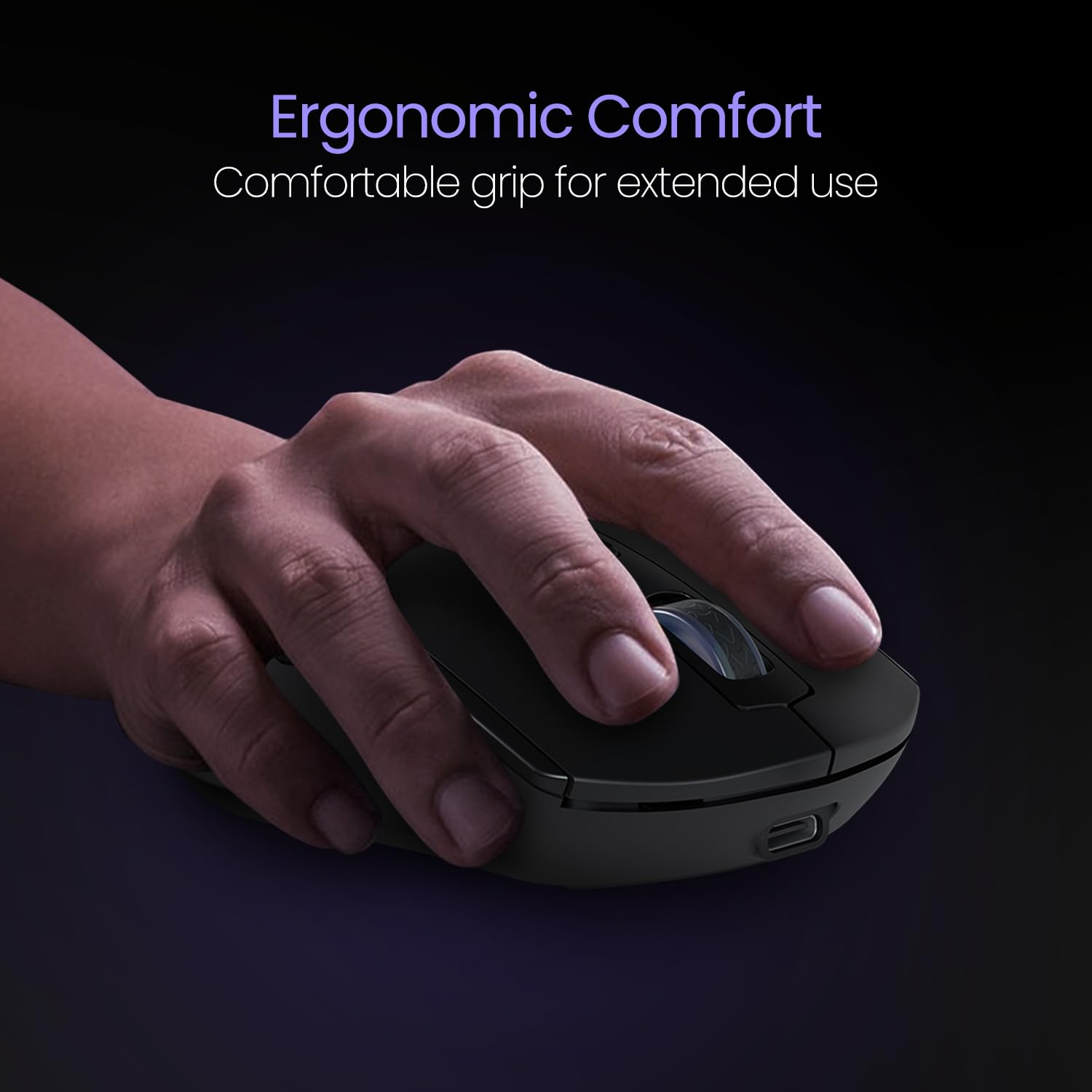 One Bluetooth Mouse with 2.4 GHz & BT 5.3 Dual Wireless, 6 Buttons, Rechargeable, RGB Lights, Connect 3 Devices, Ergonomic Design for Laptop, Smartphone, Tablet (Black)