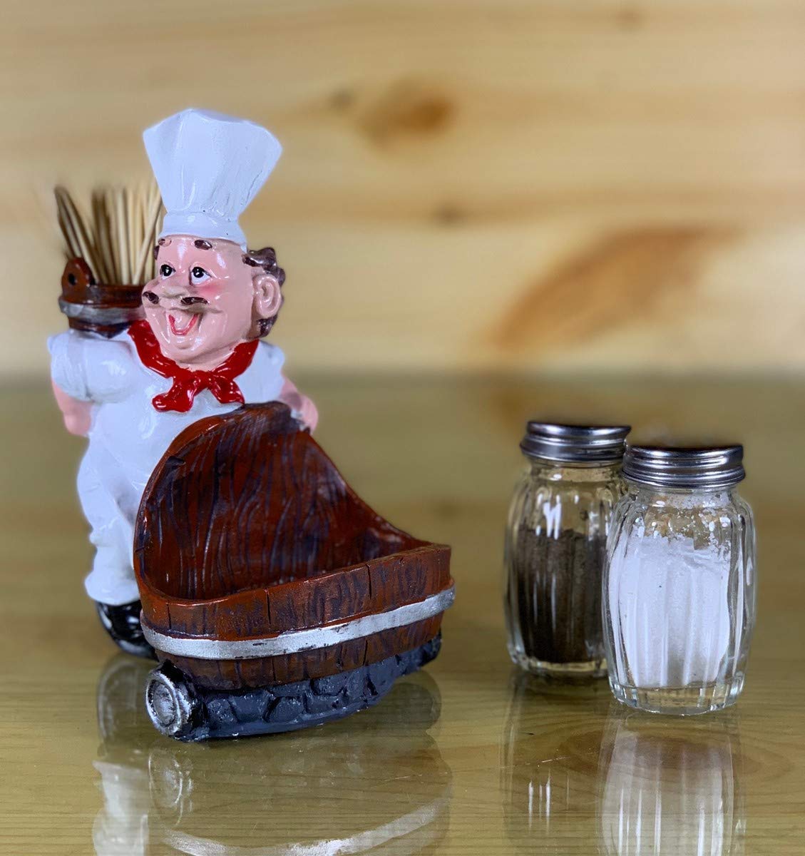 Salt and Pepper Container, Dining Table Decorative Items, Salt Pepper Set for Dining Table, Salt and Pepper Shaker, French Chef Kitchen Decor - Set of 2