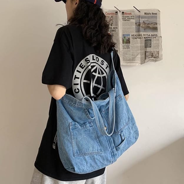 Shoulder Bag for Women Denim Crossbody Hobo Bag Casual Lightweight Handbag for Work Travel