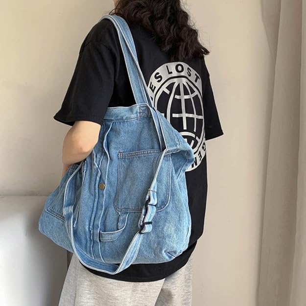 Shoulder Bag for Women Denim Crossbody Hobo Bag Casual Lightweight Handbag for Work Travel