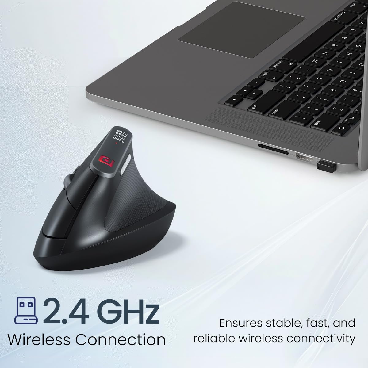 Ergo Vertical Advanced Wireless Ergonomic Mouse 2.4Ghz, 6D Button, Wrist Support, Adjustable DPI Upto 3200, Supports Hand Posture(Black)