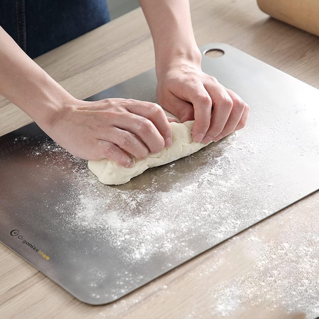 Chopping Board Stainless Steel Metal Cutting Kitchen,Heavy Duty Choping-Board Vegetable, Meats vegitable Chopper Boards,Safe Durable with Anti-Skid Silicon Pad (New Medium)