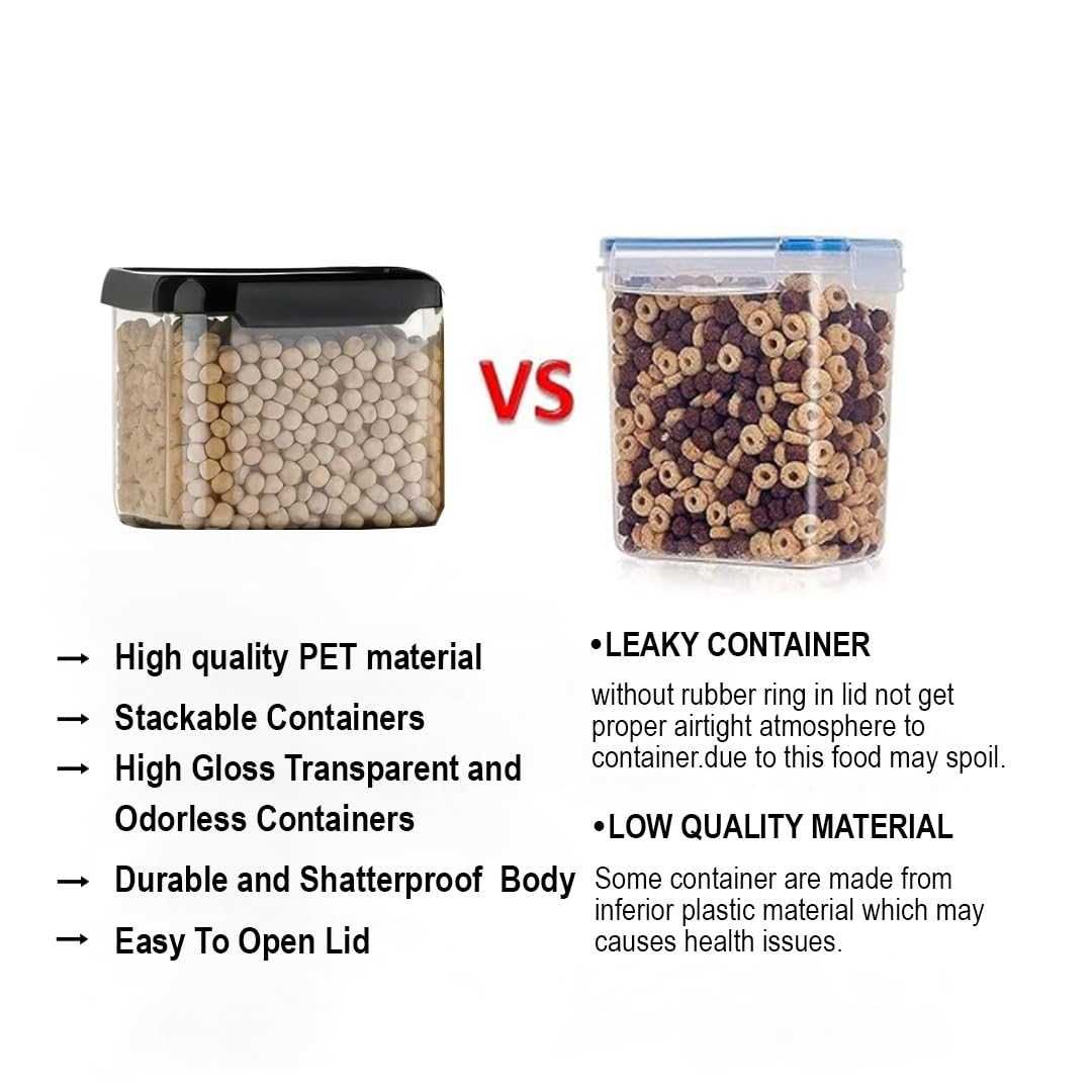 Air Tight Modular Containers Storage Set For Kitchen, Pantry Organization, Bpa-Free, Dishwasher Safe (Pack Of 6, Black, 500 ml, Plastic)