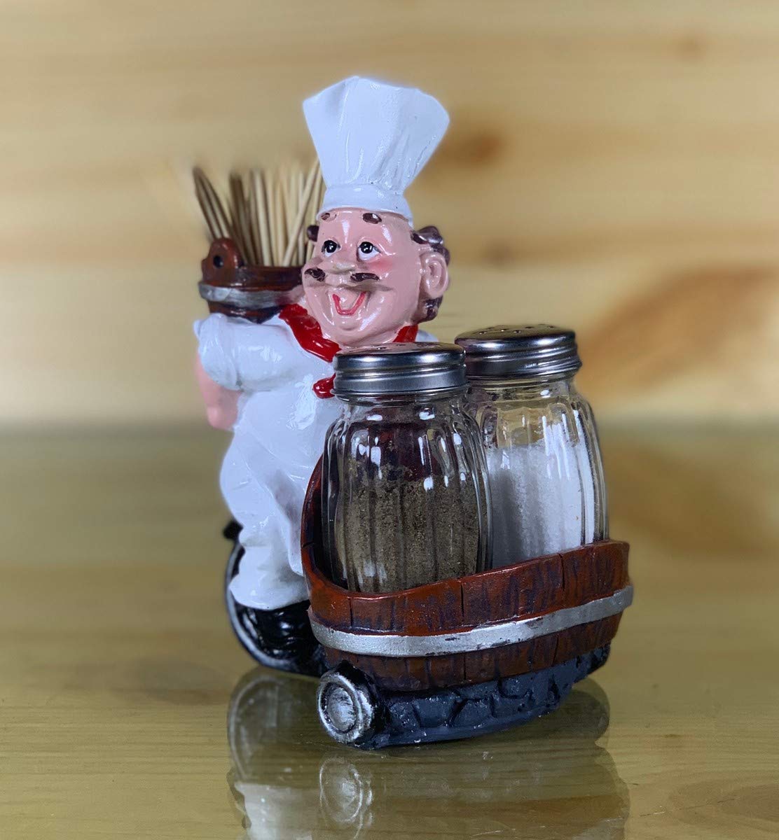 Salt and Pepper Container, Dining Table Decorative Items, Salt Pepper Set for Dining Table, Salt and Pepper Shaker, French Chef Kitchen Decor - Set of 2