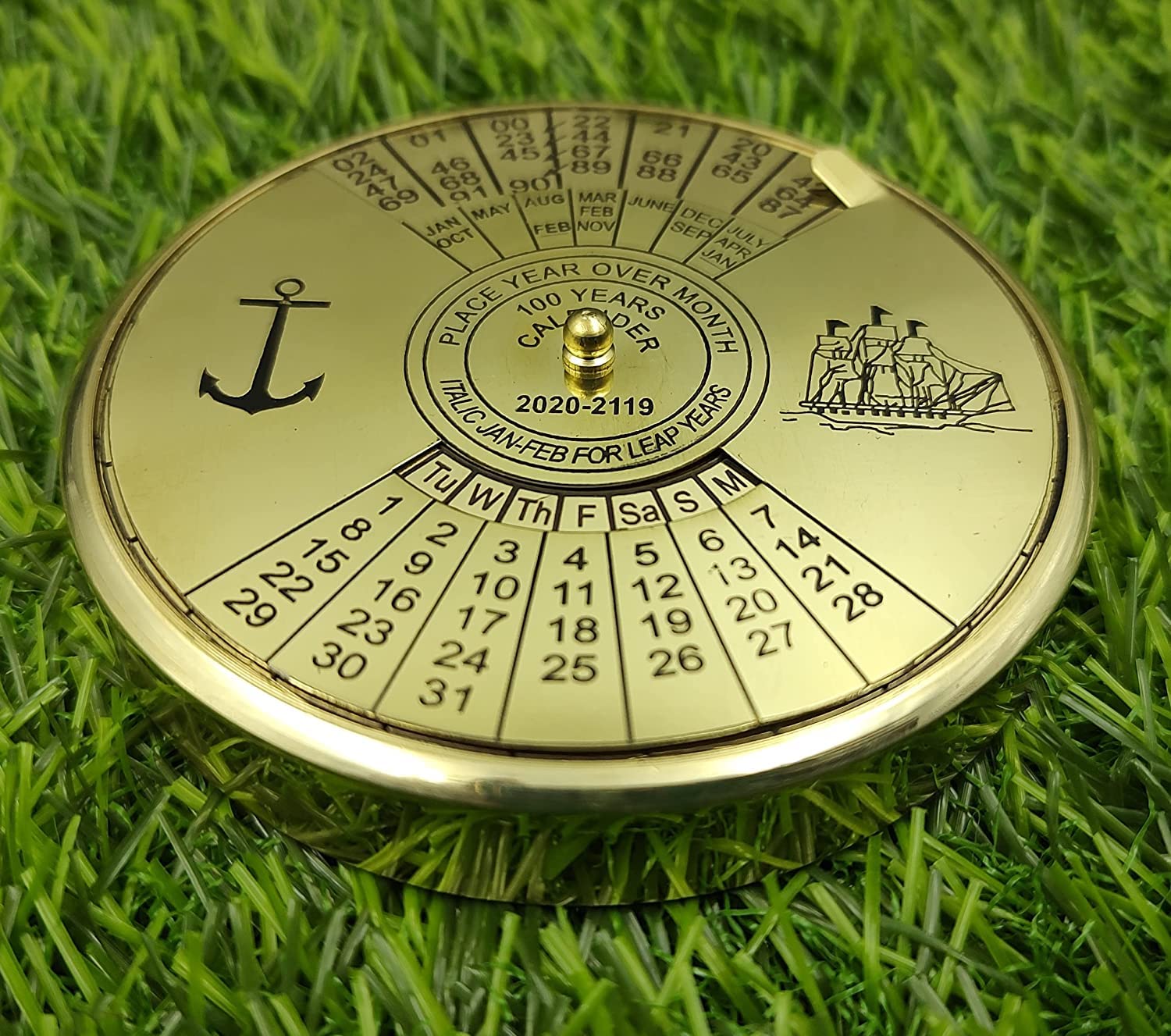 Brass Calendar Collectible 100Yrs Paper Weight Table Decor