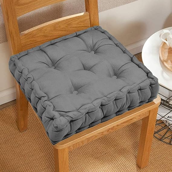 Chair Cushion Pad for Sitting (40x40x8cm, Grey_Large)