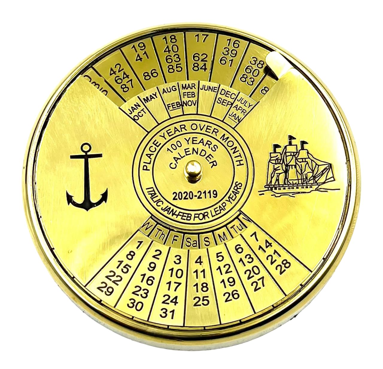 Brass Calendar Collectible 100Yrs Paper Weight Table Decor