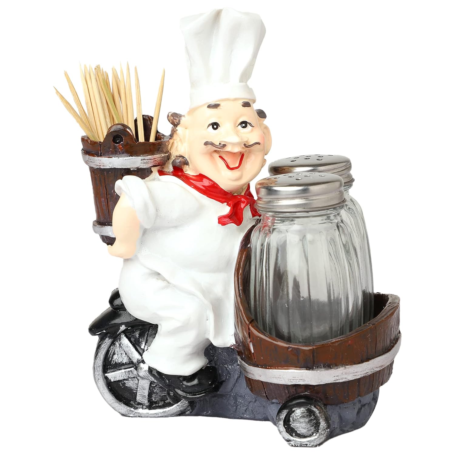 Salt and Pepper Container, Dining Table Decorative Items, Salt Pepper Set for Dining Table, Salt and Pepper Shaker, French Chef Kitchen Decor - Set of 2