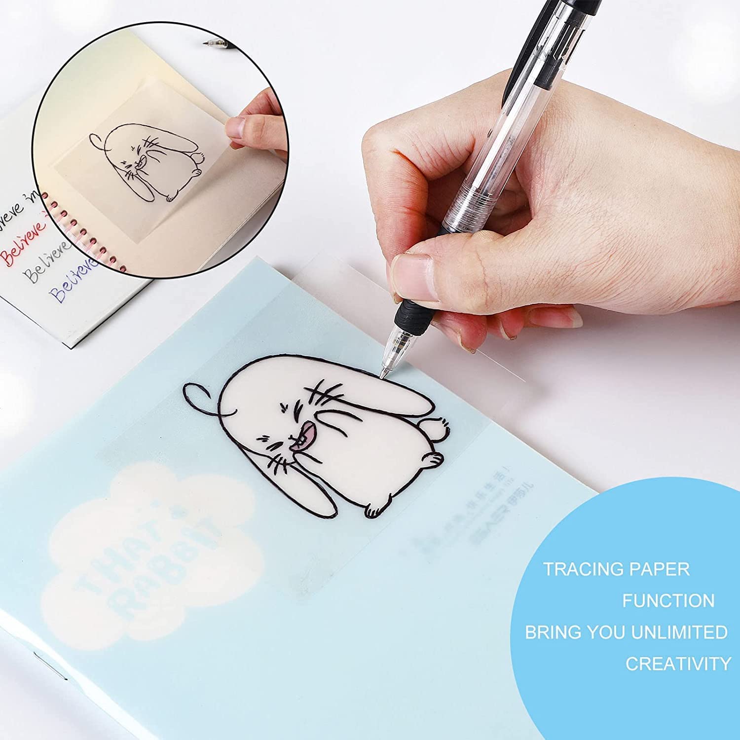 ART 50 Sheets Transparent Sticky Notes Pad,Clear Cute Full self-Adhesive Waterproof,See Through Memo Pads,Perfect for College Essentials Books and Office Stationery Art and Craft