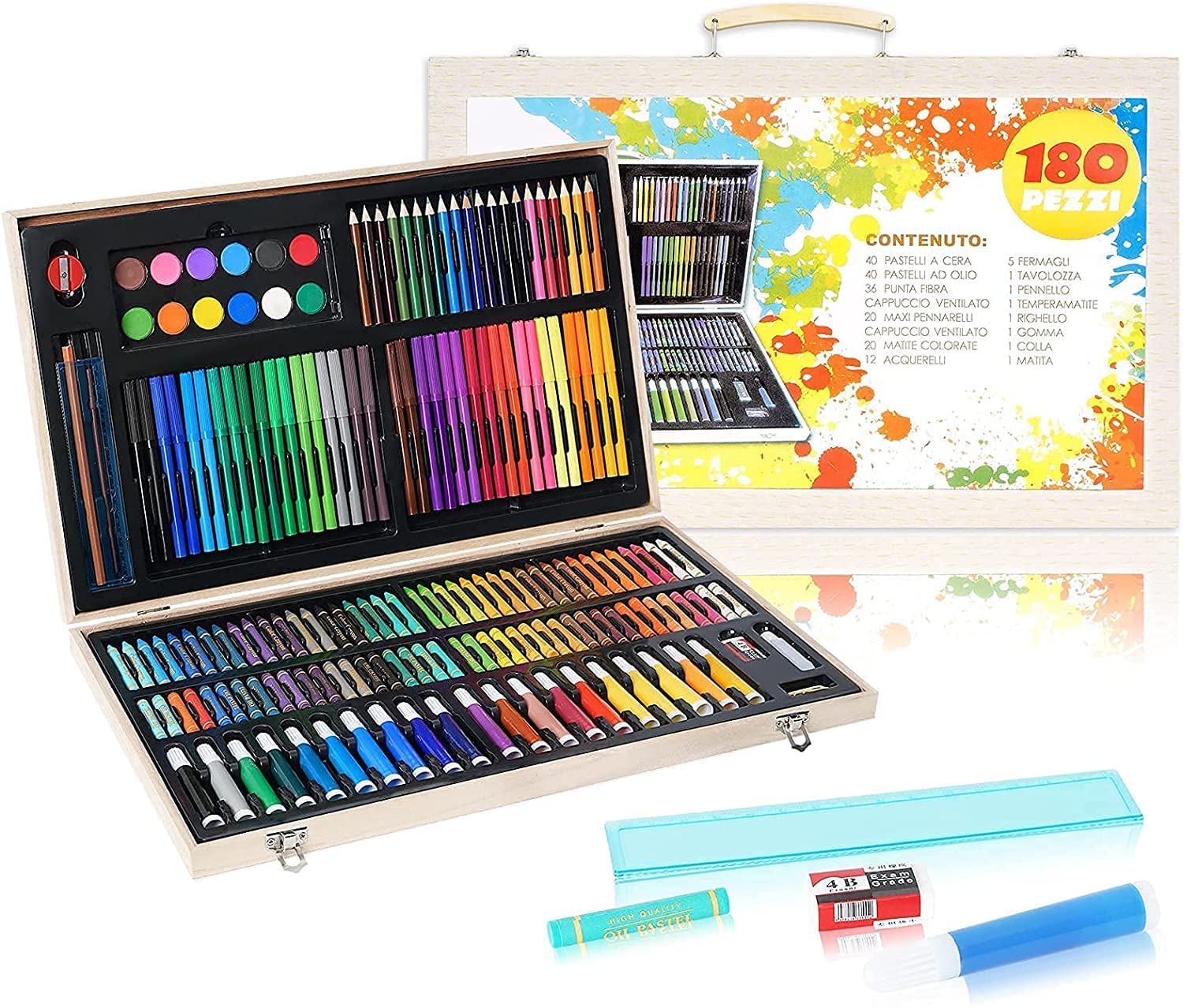 Children Deluxe Art Drawing Set for Kids Case Art and Craft Supplies Drawing and Painting Set Great Gift (180Pcs - Multi)