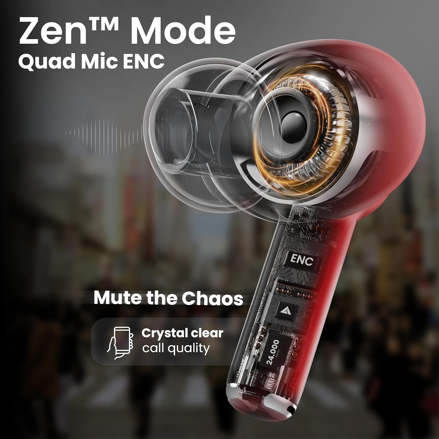 Audio K40 True Wireless in Ear Earbuds with 48H Playtime, Clear Calling 4 Mics, 45ms Low Latency Gaming, Premium Grip, 13mm Bass Drivers, Type-C Fast Charging, BTv 5.3 Ear Buds TWS (Berry Red)