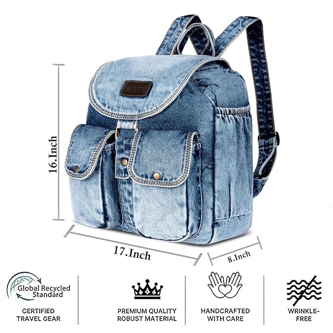 Denim Backpacks for men and women Stylish Outdoor Travel bag