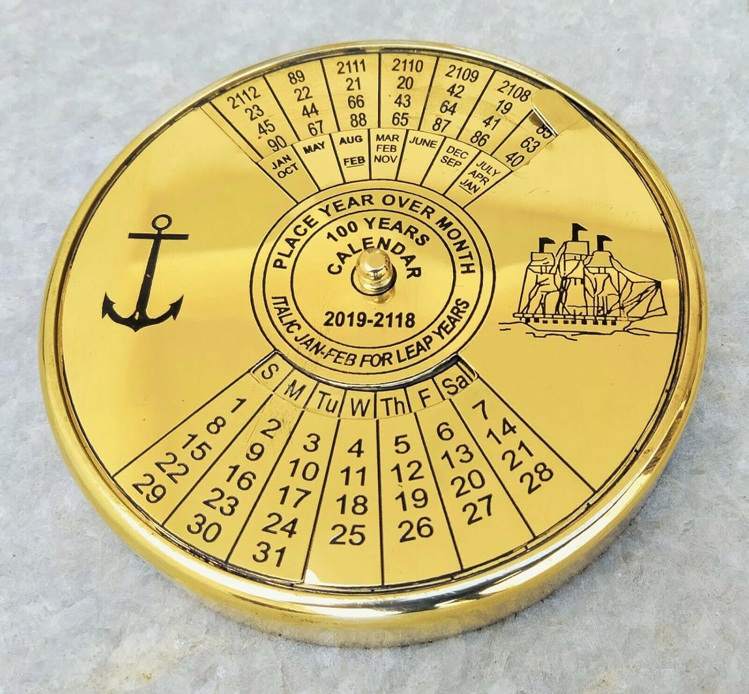 Brass Calendar Collectible 100Yrs Paper Weight Table Decor