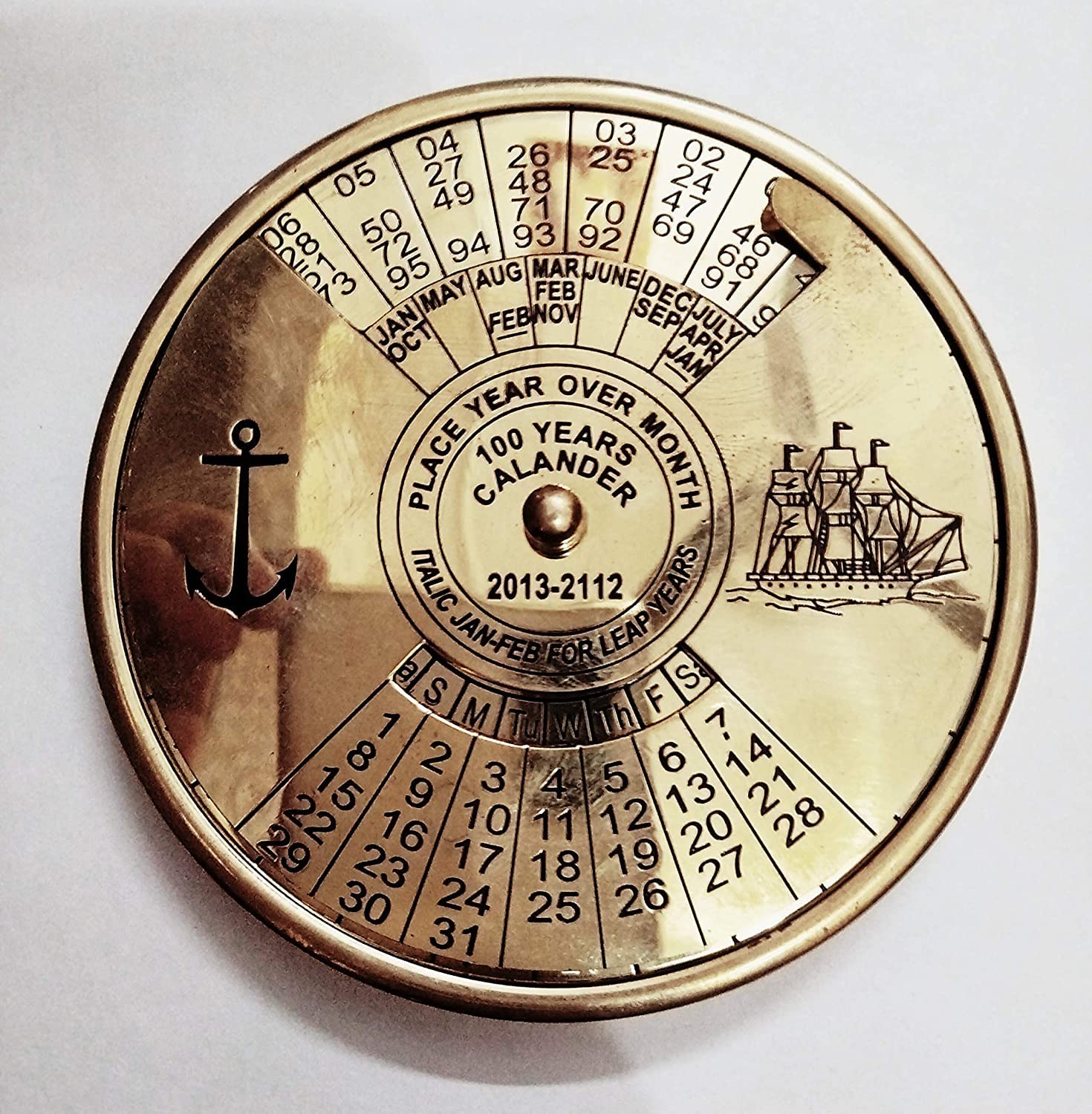 Brass Calendar Collectible 100Yrs Paper Weight Table Decor