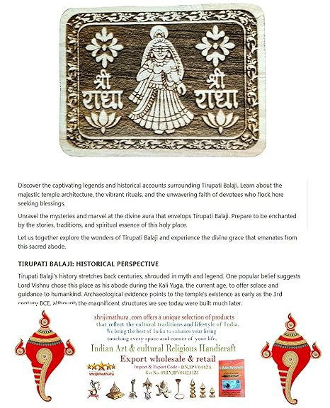 Naam seva shri Radha truely Handmade Wooden Nakkashi Wall Hanging for Home & Temple